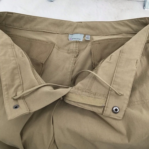 Athleta Women’s Nylon Cargo Pants Hiking Outdoor Casual Khaki Mid-Rise Size 14T - Picture 4 of 10